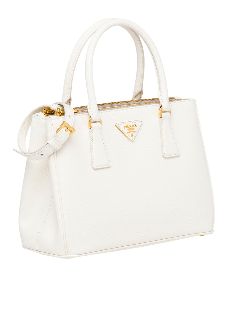 Small Saffiano Leather Galleria Bag in White – COSETTE