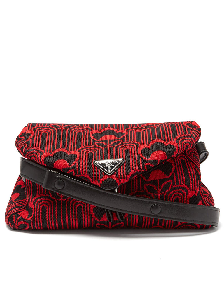 Jacquard Knit and Leather Prada Signaux Bag