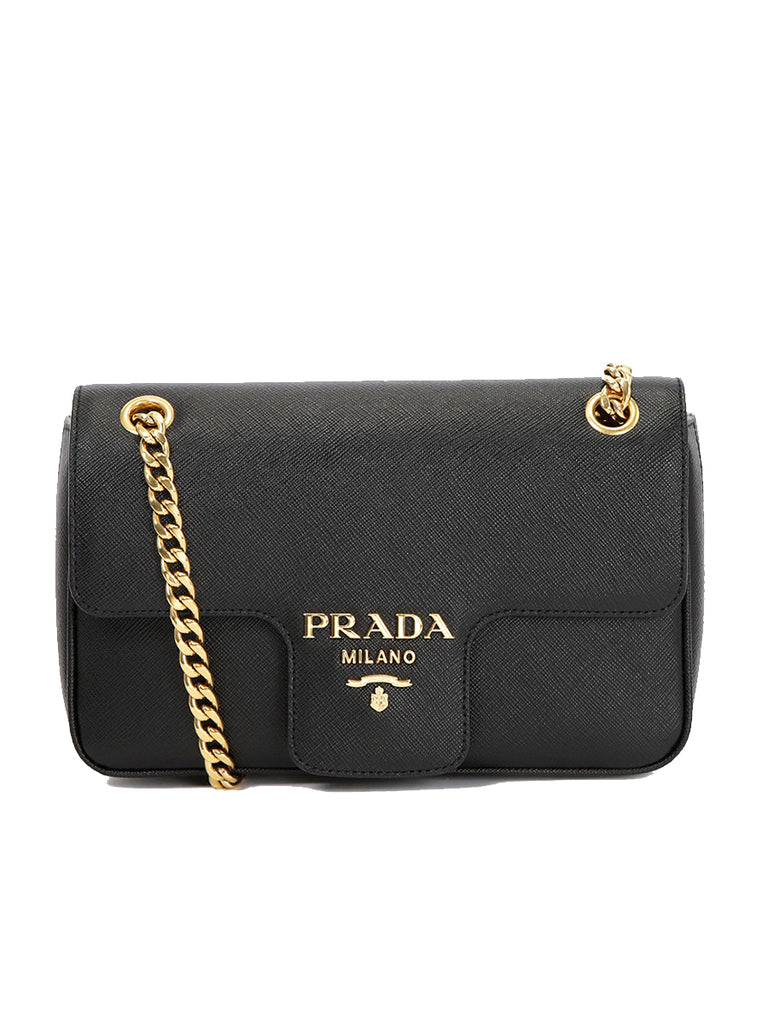 Prada Saffiano Leather Chain Bag in Black | Cosette