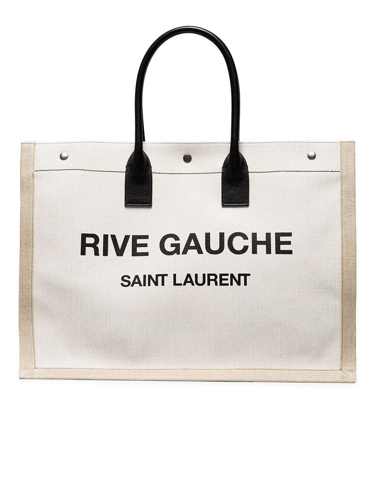 Saint Laurent Rive Gauche Tote Bag in Linen & Leather – COSETTE