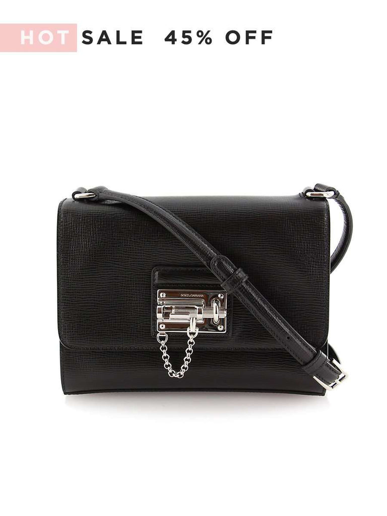 Dolce & Gabbana Monica Black Textured Leather Shoulder Bag