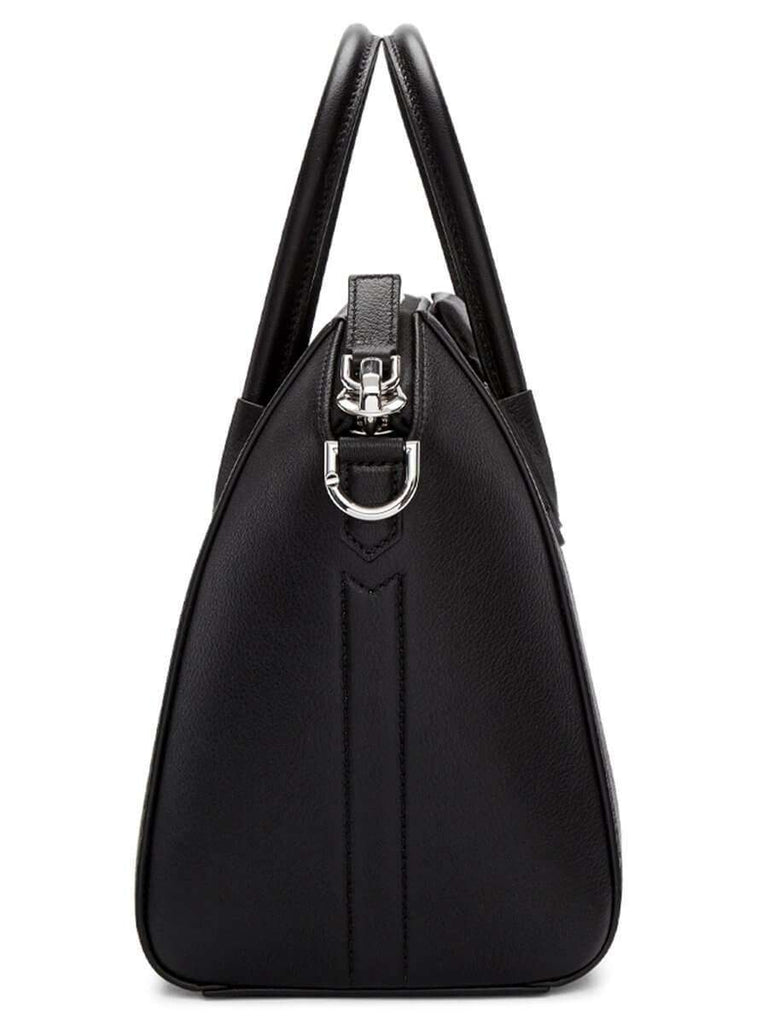 Antigona Small Black Grained Leather Handbag side