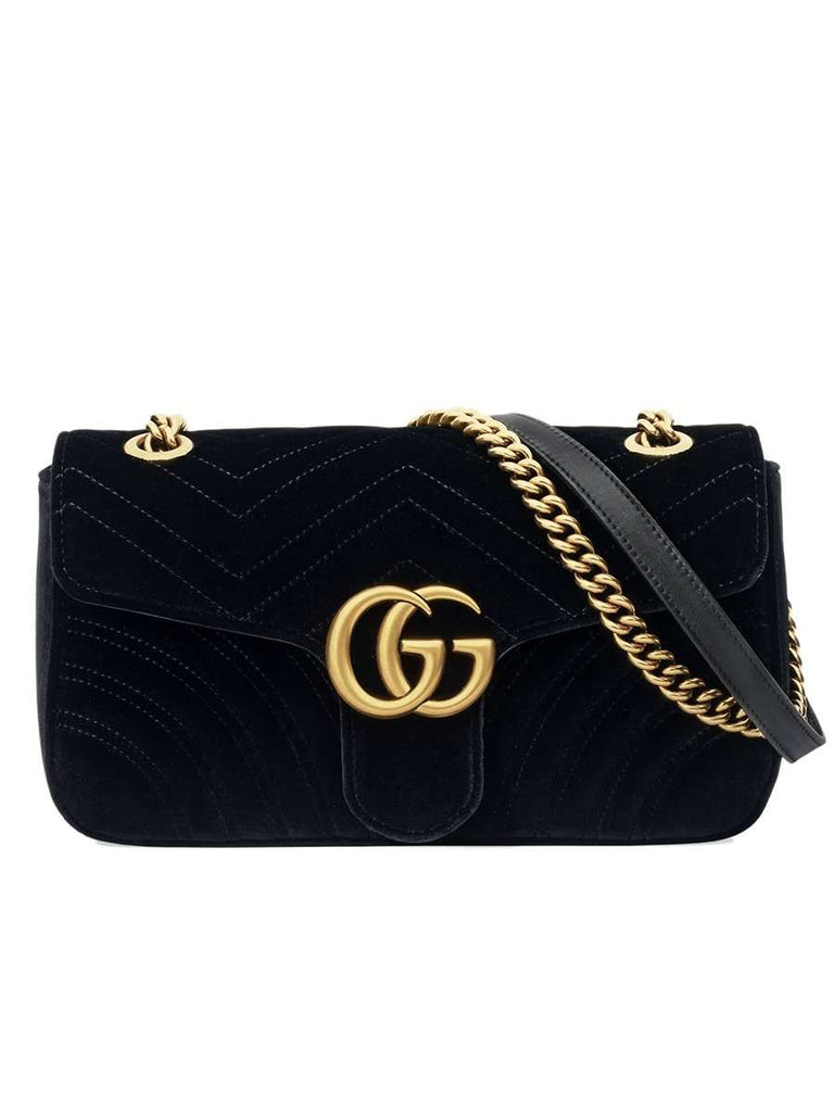 GG Marmont Mini Velvet Bag in Black