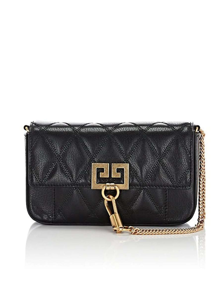 Givenchy Mini Pocket Black Diamond Quilted Grained Leather Crossbody Bag