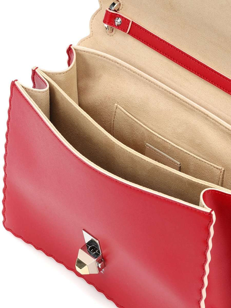 Fendi Medium Kan I Red Smooth Leather Shoulder Bag