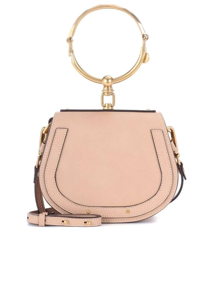 Small Nile Biscotti Beige Leather & Suede Bracelet Bag