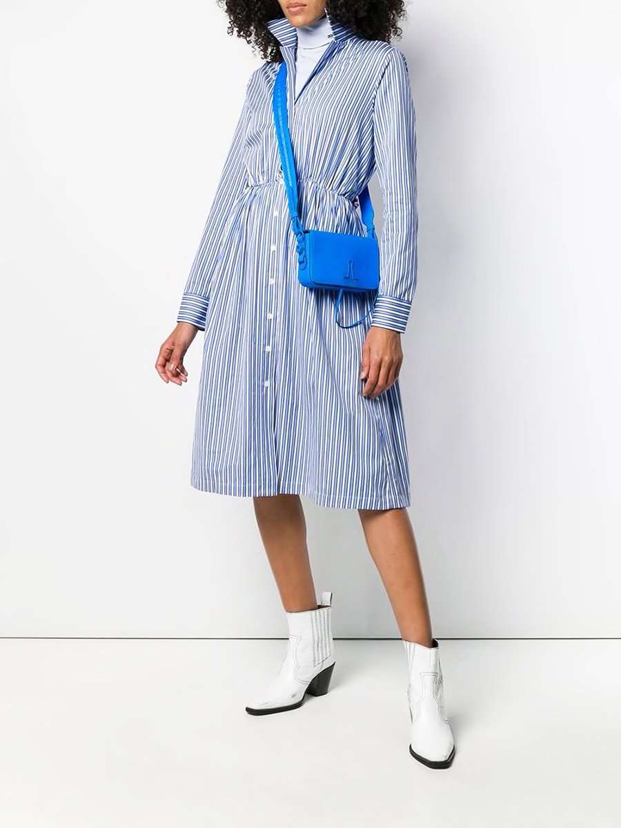 Off-White Mini Flap Binder Clip Blue Leather Crossbody Bag | Cosette ...