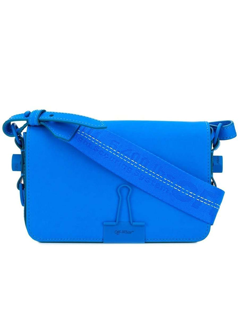 Mini Flap Binder Clip Blue Leather Crossbody Bag
