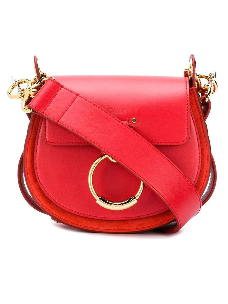 Small Tess Plaid Red Leather Crossbody Bag