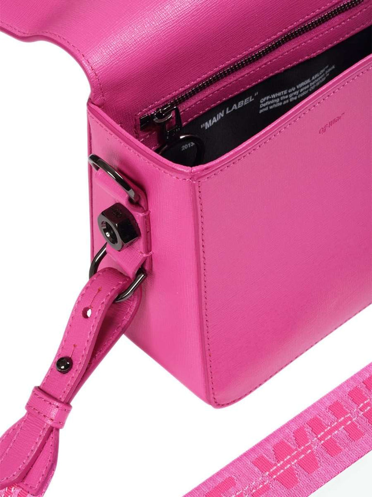 Off White Flap Binder Clip Diag Fuchsia Leather Shoulder Bag Cosette