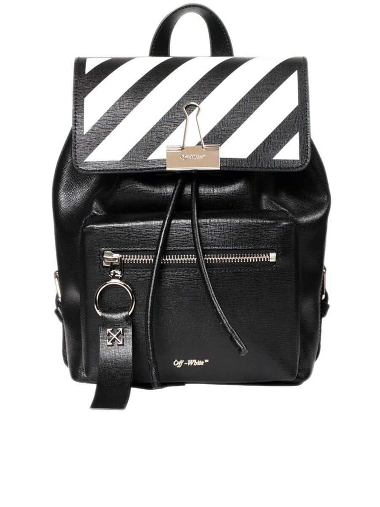 Black Diag Leather Backpack