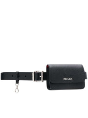 Saffiano Leather Belt Bag In Black & Red