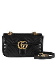 Gucci GG Marmont Mini Matelasse Black Leather Shoulder Bag COSETTE
