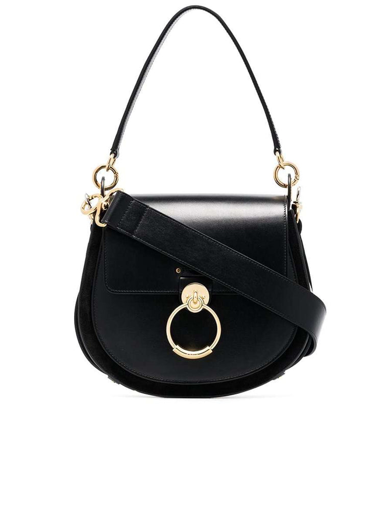 Chloé Large Tess Black Leather Shoulder Bag