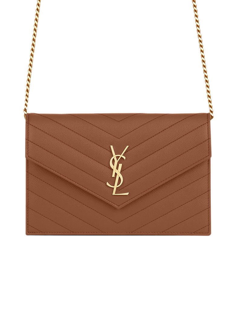 Envelope Chain Wallet in Grain de Poudre Embossed Leather
