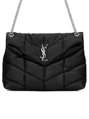 Loulou Puffer Medium Black Quilted Shoulder Bag