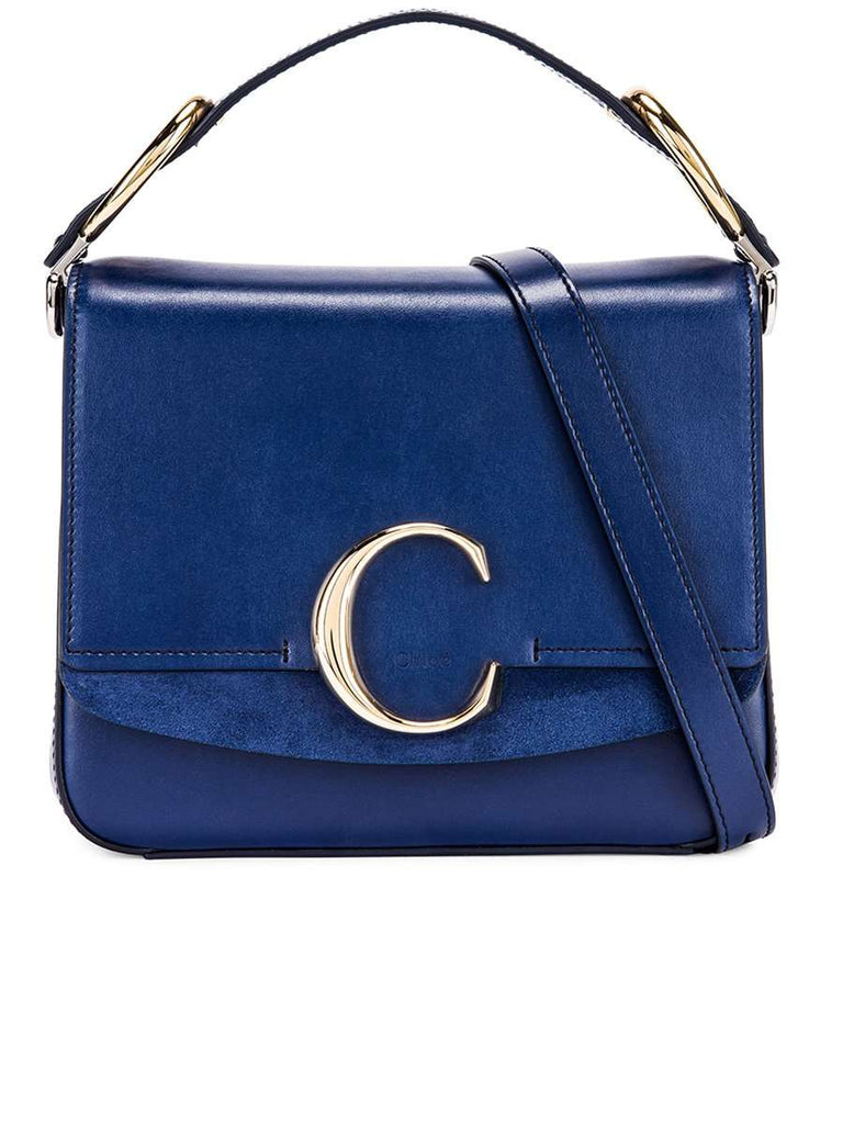 C Small Purse in Shiny & Suede Calfskin blue