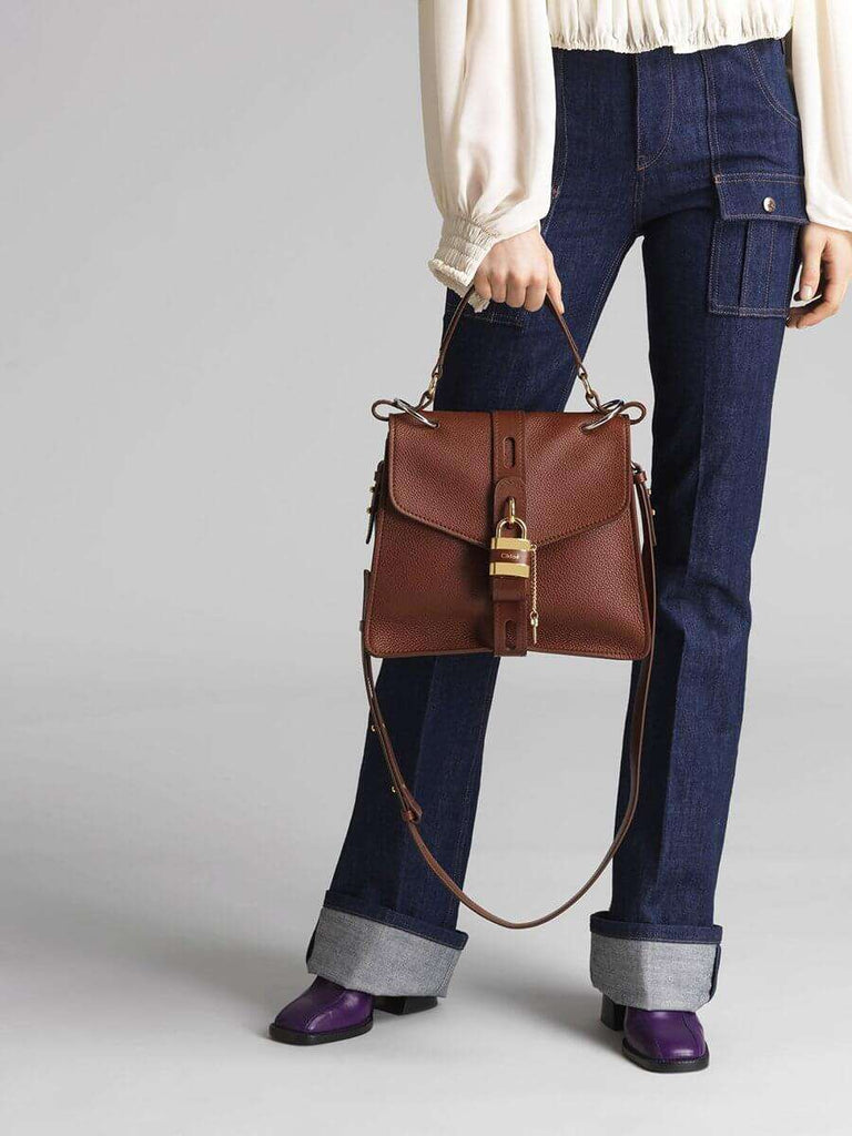 Chloé Medium Aby Day Bag in Sepia Brown Grained Leather | Cosette