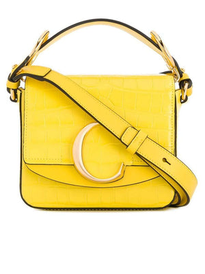 Mini C Joyful Yellow Croc-embossed Leather Shoulder Bag