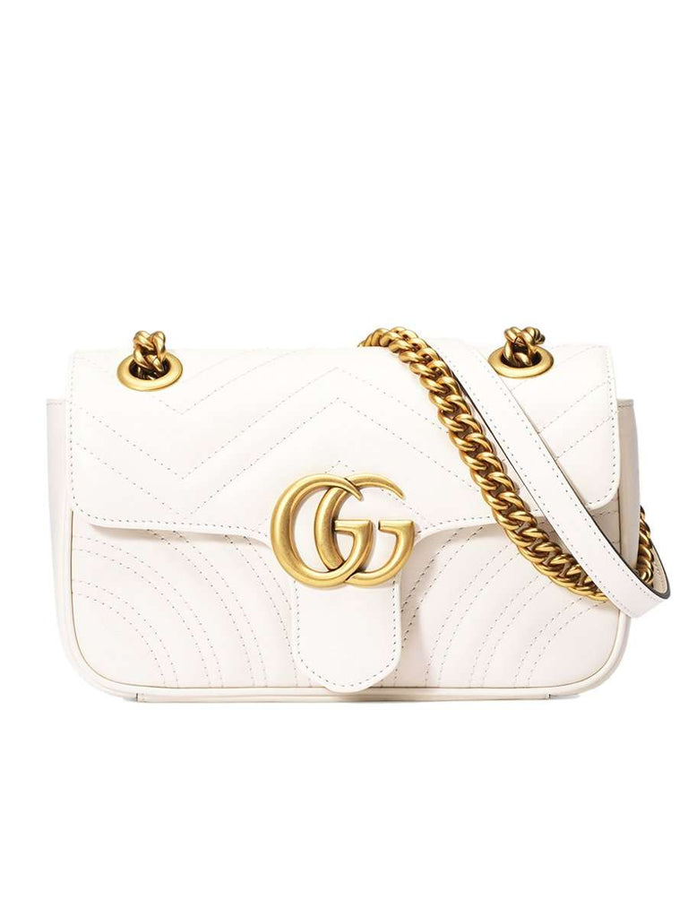 GG Marmont Mini Matelassé White Leather Shoulder Bag
