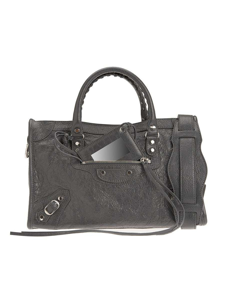 Classic City Silver Small Grey Leather Tote