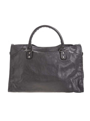 Classic City Grey Crinkled Leather Tote back