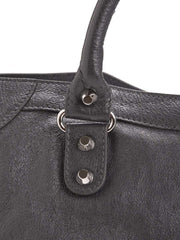Classic City Grey Crinkled Leather Tote handle