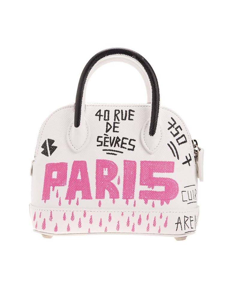 Ville Top Handle XXS Grafitti White & Pink Leather Handbag