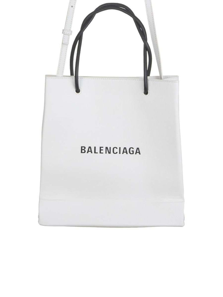 Shopping S White Smooth Leather Tote