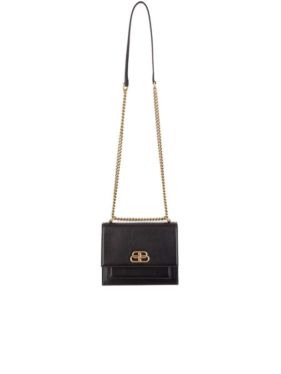 Balenciaga Sharp S Satchel Black Leather Chain Shoulder Bag | Cosette