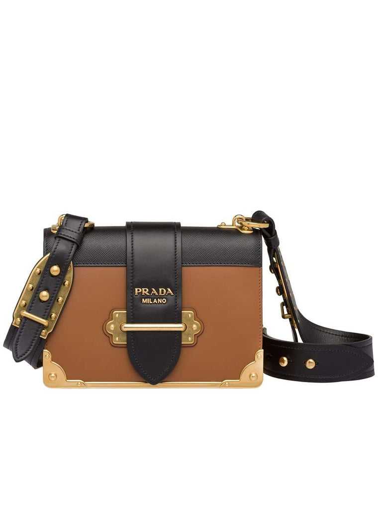 Prada Cahier Cognac Leather Shoulder Bag Cosette - Main Image