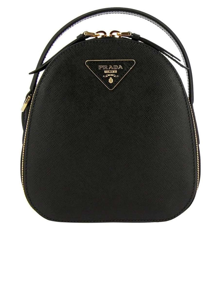 Odette Mini Saffiano Leather Black Backpack