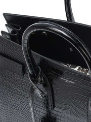 Classic Sac De Jour Baby in Black Embossed Crocodile Shiny Leather open