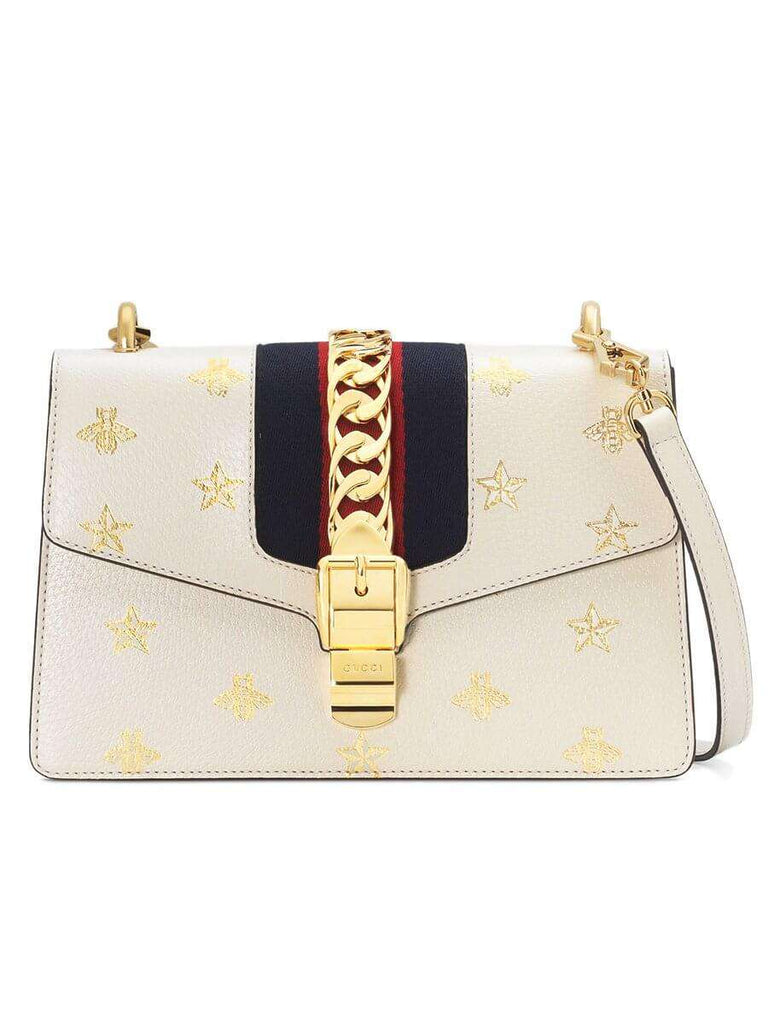 Sylvie Bee Star Small White Leather Bag