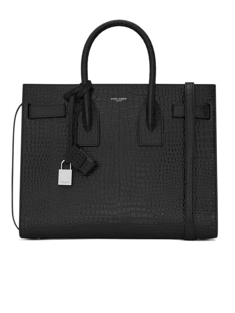 Classic Sac de Jour Small in Black Croc-Embossed Leather