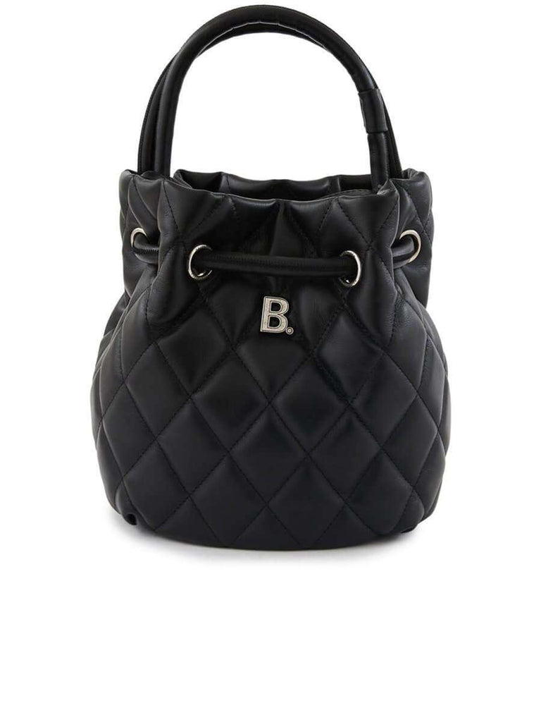 B. Bucket Bag in Black Quilted Nappa Calfksin