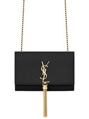 Saint Laurent Kate Small Chain Bag With Tassel in Grain de Poudre
