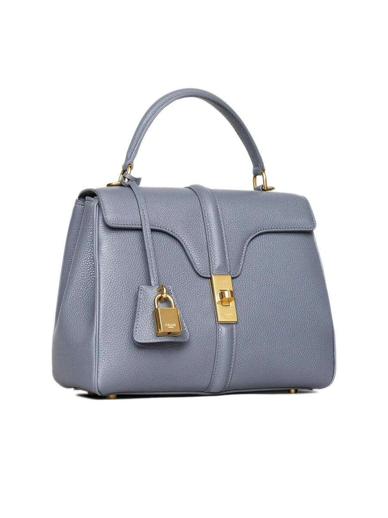Small 16 Bag in Grey Grained Calfskin front