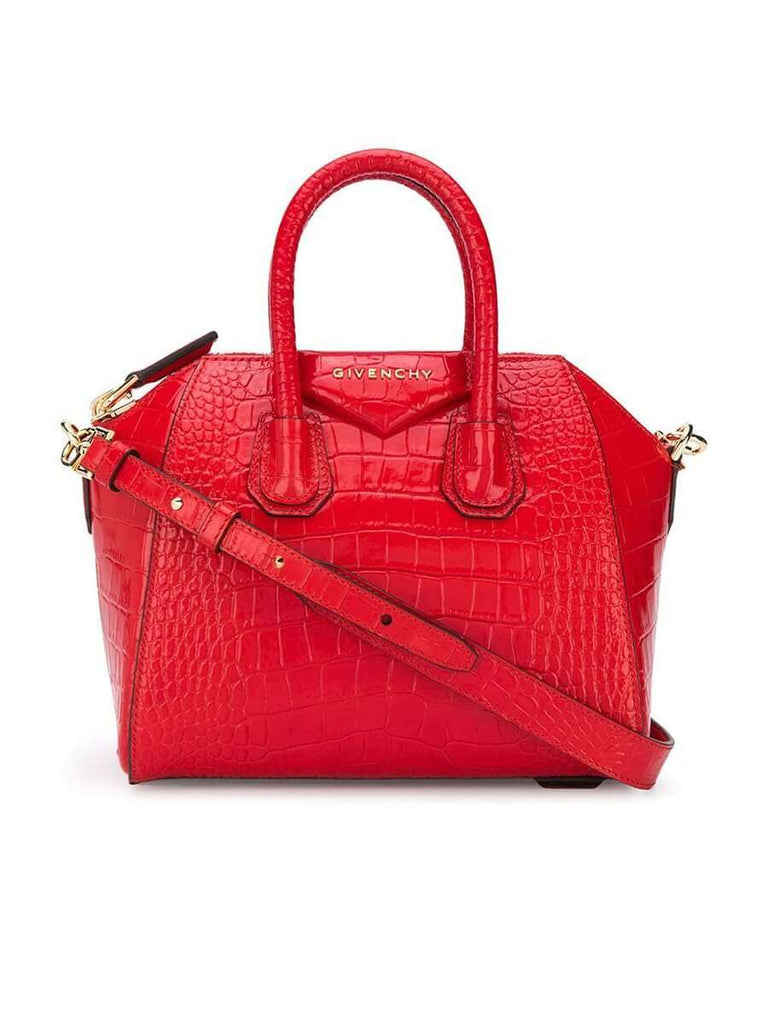 Antigona Mini Bag in Red Croc-Embossed Leather
