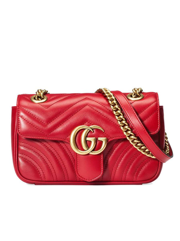 GG Marmont Mini Matelasse Red Leather Shoulder Bag