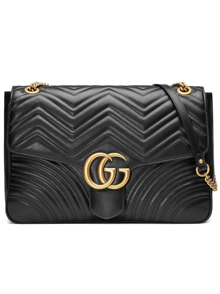 GG Marmont Large Matelasse Shoulder Bag in Black