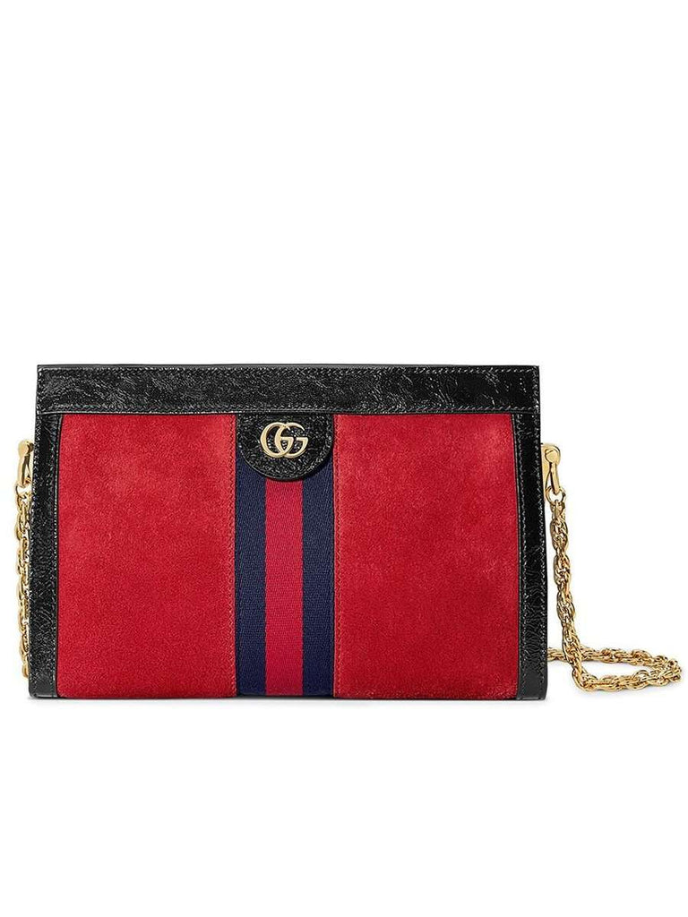 Ophidia Small Red Shoulder Bag in Suede | Cosette