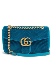 GG Marmont Small Velvet Bag in Turquoise