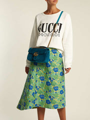 GG Marmont Small Velvet Bag in Turquoise
