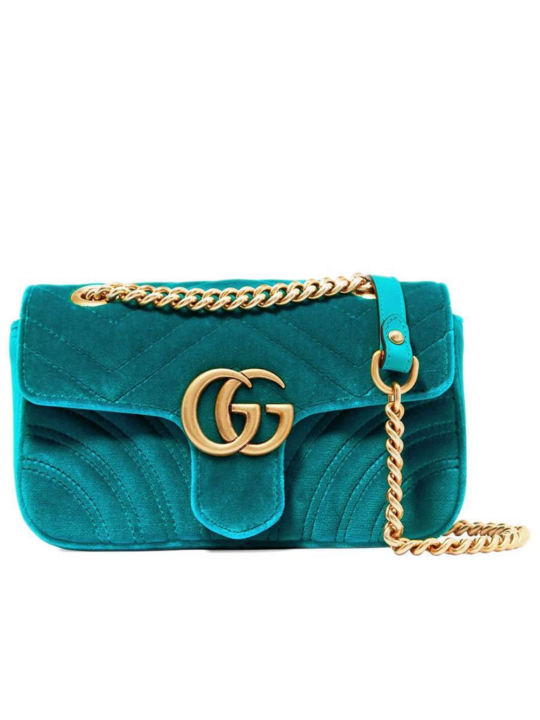GG Marmont Mini Velvet Bag in Turquoise