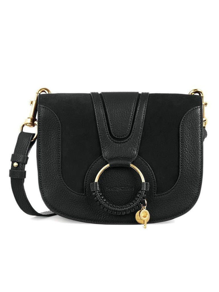 Hana Leather & Suede Shoulder Bag in Black