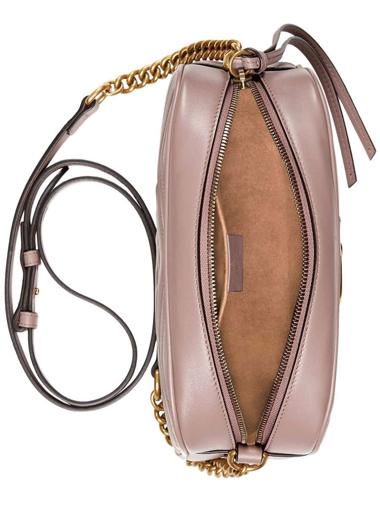 GG Marmont Small Matelassé Zipped Dusty Pink Shoulder Bag