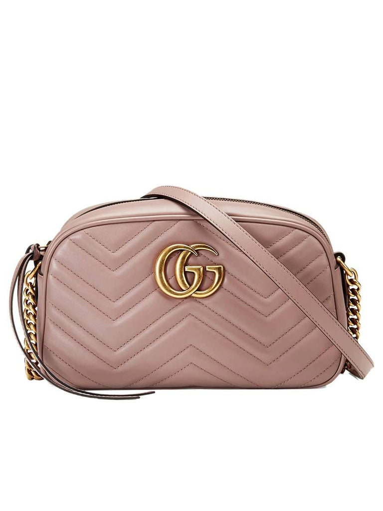 GG Marmont Small Matelassé Zipped Dusty Pink Shoulder Bag