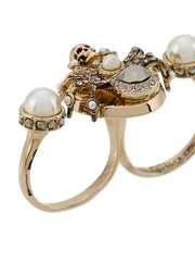 Double Spider Ring in White Gold