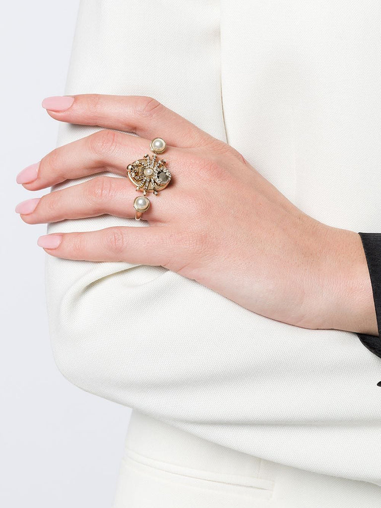 Double Spider Ring in White Gold